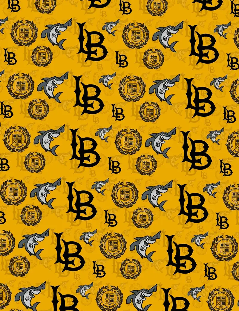 Custom Long Beach State fabric sheet printed in school colors